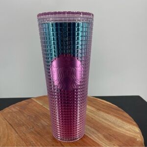 Starbucks blue and pink ombré grid tumbler 24 oz